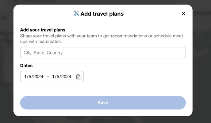 Add Travel Modal